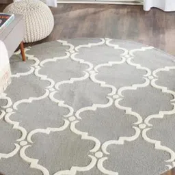 Safiya Carpet Grey & White Geometric Printed Hand-Tufted Woollen Carpet-10