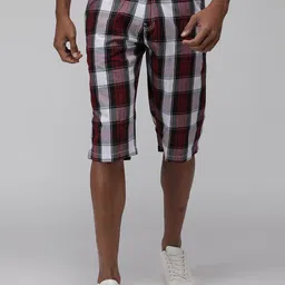 SPORTO Men Checked Rapid-Dry Cotton Mid-Rise Shorts-11
