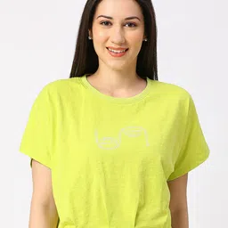 Being Human Printed Round Neck Extended Sleeves Cotton Crop T-shirt-image-1