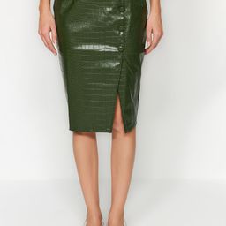Trendyol Textured High Waist Midi Length Pencil Skirt-image-29