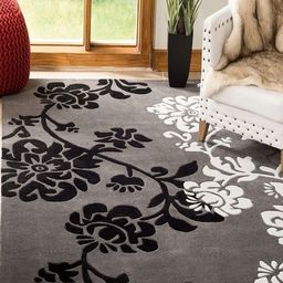 Safiya Carpet Grey & Black Floral Hand-Tufted Woollen Carpet-8