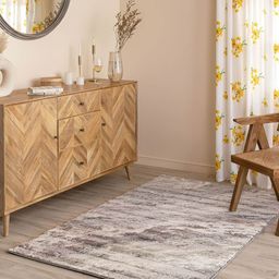 Sapana Carpet-Mats Beige & Grey Abstract Printed Anti-Skid Woollen Carpet-12