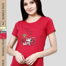 CHOZI Pack Of 2 Graphic Printed Cotton T-shirt-picture-34