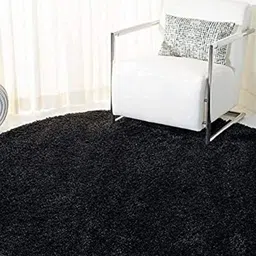Safiya Carpet Black Anti Skid Shaggy Round Carpet-image-17
