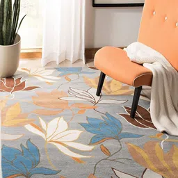 Safiya Carpet Grey & Brown Floral Woollen Carpets-image-67