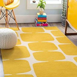 Safiya Carpet Yellow & White Geometric Hand-Tufted Woollen Carpets-21