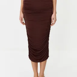 Trendyol Ruched Pencil Midi Skirt-image-29