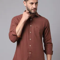 Cantabil Men Rust Solid Cotton Casual Shirt-picture-13