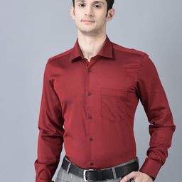 CANOE Smart Spread Collar Pure Cotton Formal Shirt-image-67