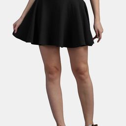 N-Gal Women Black Solid Skater Mini Flared Skirts-picture-17