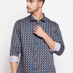 CAMLA Men Geometric Printed Cotton Casual Shirt-image-23