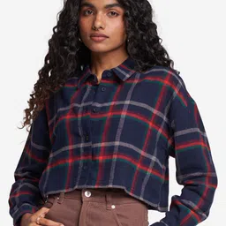 The Souled Store Women Boxy Buffalo Checked Pure Cotton Casual Shirt-image-28