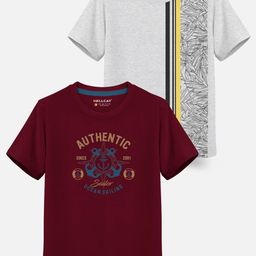 HELLCAT Boys Pack of 2 Printed Cotton T-shirt-image-25