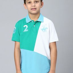 Beverly Hills Polo Club Boys Colourblocked Polo Collar Pure Cotton T-Shirt-image-99