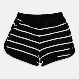 Pantaloons Junior Girls Black Striped Cotton Shorts-picture-6