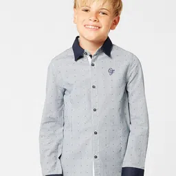 One Friday Boys Navy Blue Comfort Pinstripes Striped Casual Shirt-image-95