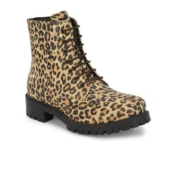CARLO ROMANO Women Animal Printed Leather High Ankle Boots-picture-28