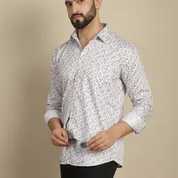 Armaan Ethnic Comfort Spread Collar Floral Printed Satin Casual Shirt-image-6