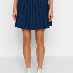 Trendyol Box Pleated High-Rise Flared Mini Skirt-image-29