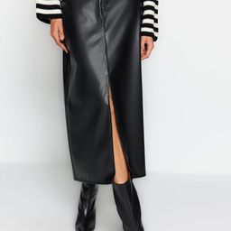 Trendyol A-line Front Slit Midi Skirt-picture-19