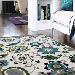 Safiya Carpet Off White & Green Floral Woollen Carpets-image-54