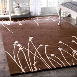 IMRA CARPET Brown & White Floral Printed Rectangle Shaped Woollen Carpet-picture-30