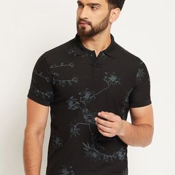 OGEN Men Floral Printed Polo Collar T-shirt-image-89