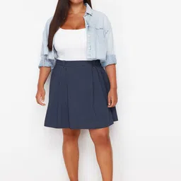 Trendyol Pleated Knee-Length A-Line Skirt-image-63