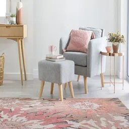 Safiya Carpet Peach & White Abstract Printed Hand-Tufted Rectangle Shaped Woollen Carpet-36