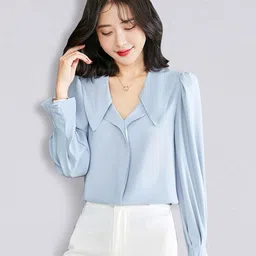 JC Collection Women Blue Solid Polyester Casual Shirt-image-36