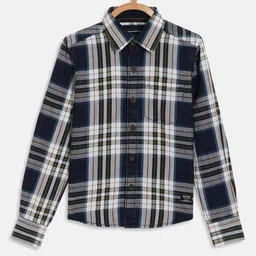 Octave Boys White Tartan Checks Checked Casual Shirt-image-22