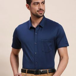INVICTUS Spread Collar Original Slim Fit Knit Formal Shirt-image-4