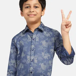 TAHVO Boys Smart Slim Fit Floral Printed Cotton Casual Shirt-image-14