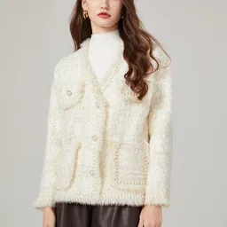 JC Collection Self-Designed V-Neck Overcoat-image-66