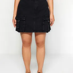 Trendyol Pure Cotton Straight Mini Skirt-picture-57