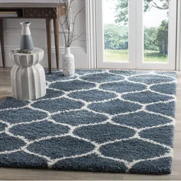 IMRA CARPET Turquoise Blue Geometric Polyester Carpet-picture-52