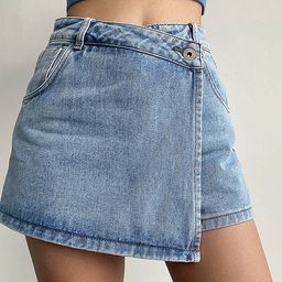 LULU & SKY High-Waist Mini Denim Skorts-image-80