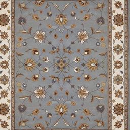 IMRA CARPET Grey & Cream Coloured Ethnic Motifs Printed Rectangle Shaped Woollen Carpet-1