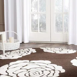 Safiya Carpet Brown Floral Hand-Tufted Woollen Carpets-image-43