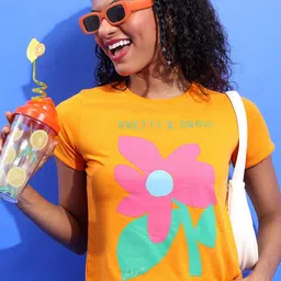 Tokyo Talkies Floral Printed Round Neck T-shirt-image-68