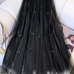 LULU & SKY Bow-Detailed Gathered Flared Midi Skirt-image-9