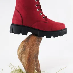 Try Me Women Mid Top Suede Platform-Heeled Regular Boots-picture-54