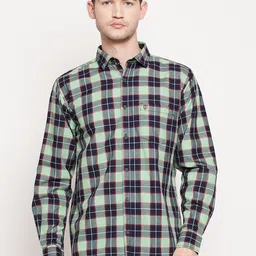 Duke Men Green Slim Fit Tartan Checks Checked Casual Shirt-picture-44
