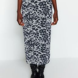 Trendyol Siyah Animal Printed Pencil Maxi Skirt-image-92