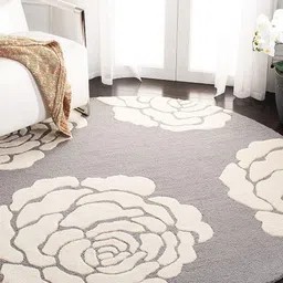 Safiya Carpet Grey & Beige Floral Hand-Tufted Woollen Carpets-image-28