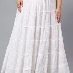SAAKAA Plus Size Self Design Laced Flared Maxi Skirt-picture-10
