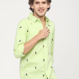 HIGHLANDER Men Lime Green Slim Fit Opaque Casual Shirt-image-41