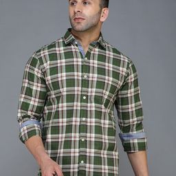 TQS Men Green Standard Tartan Checks Checked Casual Shirt-image-20