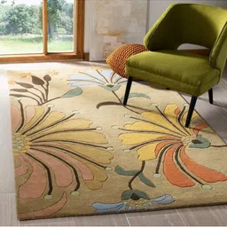 IMRA CARPET Beige Floral Handmade Woollen Carpet-picture-33