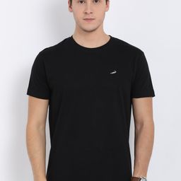 Crocodile Men Black Solid Cotton T-shirt-image-88